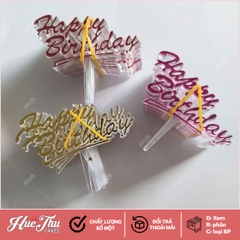 Que cắm chữ Happy Birthday mini trang trí bánh sinh nhật, bánh rau câu