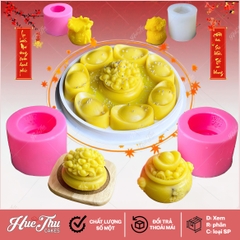 Combo 4 khuôn silicon Hũ Vàng 5.5-7.6cm làm bánh rau câu 3D 4D nhấn xôi, fondant, socola, nến hanmade