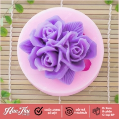 Khuôn silicon hoa Hồng (3 bông) 10cm làm bánh rau câu 3D 4D nhấn xôi, fondant, socola, nến hanmade