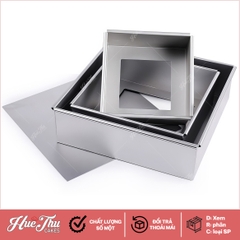 Khuôn vuông nhôm đế rời 16/18/20/22/24cm sử dụng làm bánh rau câu, bánh nướng, bánh gato