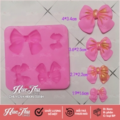 Khuôn silicon Chiếc Nơ (vỉ 4 hình) làm bánh rau câu 3D 4D nhấn xôi, fondant, socola, nến hanmade