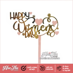 Que cắm Happy Women's Day phụ kiện trang trí bánh sinh nhật, bánh rau câu, bánh kem