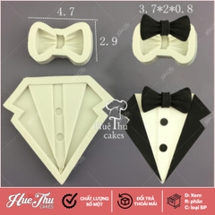 Khuôn silicon Áo Vest + Nơ làm bánh rau câu 3D 4D nhấn xôi, fondant, socola, nến hanmade