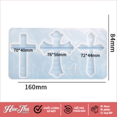 Khuôn silicon Thánh Giá (vỉ 3 hình) làm bánh rau câu 3D 4D nhấn xôi, fondant, socola, nến hanmade