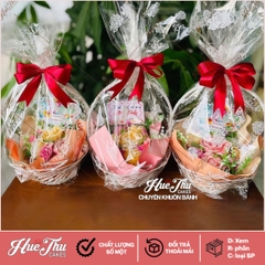 Combo 10 cái Giỏ Nhựa 18cm, Bao Kiếng, Ruy Băng Đỏ đựng trái cây, quà tặng, làm bánh rau câu giỏ hoa