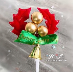 Que cắm Chuông Noel tranh trí bánh kem, bánh rau câu dịp Giáng Sinh