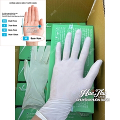 Găng Tay Y Tế Vglove Latex Không Bột Màu Trắng Hộp 100 Cái - Găng tay dùng trong thực phẩm, thẩm mỹ, công nghiệp