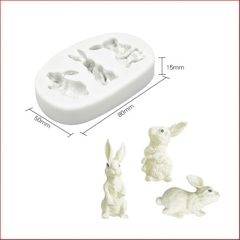 Khuôn silicon Con Thỏ A68 (vỉ nhiều hình) làm bánh rau câu 3D 4D nhấn xôi, fondant, socola, nến hanmade
