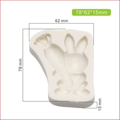Khuôn silicon Con Thỏ A68 (vỉ nhiều hình) làm bánh rau câu 3D 4D nhấn xôi, fondant, socola, nến hanmade