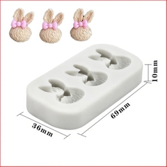 Khuôn silicon Con Thỏ A68 (vỉ nhiều hình) làm bánh rau câu 3D 4D nhấn xôi, fondant, socola, nến hanmade