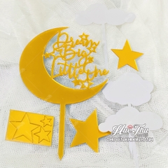 Que cắm Happy Birthday Trăng Sao trang trí bánh sinh nhật, bánh rau câu