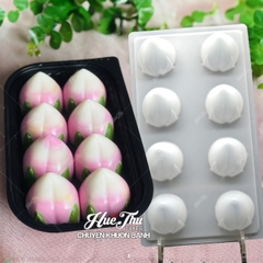 Khuôn rau câu Trái Đào (vỉ 8 trái) làm bánh rau câu 3D 4D nhấn xôi, fondant, socola, nến hanmade