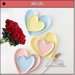 Đĩa Tim Rằn Sứ 12.5cm (nhiều màu), Đĩa Tim Đựng Xôi Bánh Bao Trầu Cau - trang trí đồ ăn, bàn tiệc, mâm cúng
