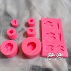Bộ khuôn silicon Hoa Sen Thái (11 chi tiết) làm bánh rau câu 3D 4D nhấn xôi, fondant, socola, nến hanmade