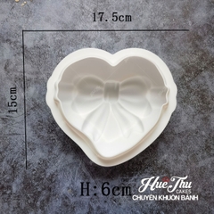 Khuôn silicon Tim Nơ 17.5cm làm bánh rau câu 3D 4D nhấn xôi, fondant, socola, nến hanmade