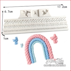 Khuôn silicon Dây Tua, Vòm Nơ (vỉ nhiều chi tiết) làm bánh rau câu 3D 4D nhấn xôi, fondant, socola, nến hanmade