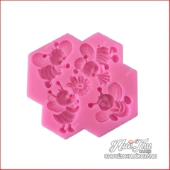 Khuôn silicon Con Ong Ngộ Nghĩnh (vỉ 4 hình) làm bánh rau câu 3D 4D nhấn xôi, fondant, socola, nến hanmade