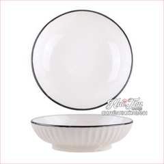 Đĩa Tròn Viền Đen 10cm, Đĩa Sứ Tròn Đựng Bánh Bao, Trầu Cau - trang trí đồ ăn, bàn tiệc, mâm cúng