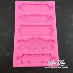 Khuôn silicon Khung Viền Hoa Văn (vỉ 5 hình) làm bánh rau câu 3D 4D nhấn xôi, fondant, socola, nến hanmade