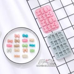 Khuôn silicon kẹo chip Chiếc Nơ, Viên Kẹo (vỉ 16 hình) làm kẹo dẻo, chip chip, rau câu mini, thạch trà sữa