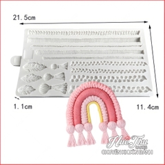 Khuôn silicon Dây Tua, Vòm Nơ (vỉ nhiều chi tiết) làm bánh rau câu 3D 4D nhấn xôi, fondant, socola, nến hanmade