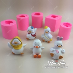 Khuôn silicon Vịt Con Dễ Thương (bộ 5 khuôn) làm bánh rau câu 3D 4D nhấn xôi, fondant, socola, nến hanmade