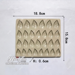 Khuôn silicon Vỉ Lá Gân (vỉ 28 lá) làm bánh rau câu 3D 4D nhấn xôi, fondant, socola, nến hanmade