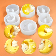 Khuôn silicon Thỏ Mặt Trăng A35 làm bánh rau câu 3D 4D nhấn xôi, fondant, socola, nến hanmade