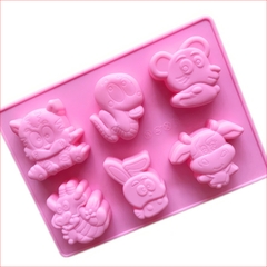 Khuôn silicon 12 Con Giáp A30 (2*vỉ 6 hình) làm bánh rau câu 3D 4D nhấn xôi, fondant, socola, nến hanmade