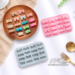 Khuôn silicon kẹo chip Chiếc Nơ, Viên Kẹo (vỉ 16 hình) làm kẹo dẻo, chip chip, rau câu mini, thạch trà sữa