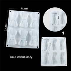 Khuôn silicon Chiếc Nơ (vỉ 6 cái) làm bánh rau câu 3D 4D nhấn xôi, fondant, socola, nến hanmade