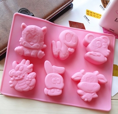Khuôn silicon 12 Con Giáp A30 (2*vỉ 6 hình) làm bánh rau câu 3D 4D nhấn xôi, fondant, socola, nến hanmade