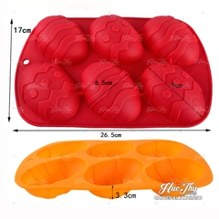 Khuôn silicon Quả Trứng Khủng Long (vỉ 6 hình) làm bánh rau câu 3D 4D nhấn xôi, fondant, socola, nến hanmade