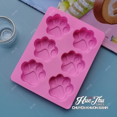 Khuôn silicon Bàn Chân Mèo A18 (vỉ 6 hình) làm bánh rau câu 3D 4D nhấn xôi, fondant, socola, nến hanmade
