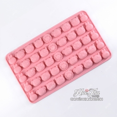 Khuôn silicon kẹo chip Mặt Thú (vỉ 54 hình) làm kẹo dẻo, chip chip, rau câu mini, thạch trà sữa