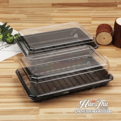 Hộp đế đen 25cm cao 7.5cm HC4 (10 hộp) đựng bánh rau câu cá chép, bông lan, xôi, cơm