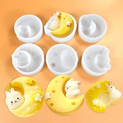 Khuôn silicon Thỏ Mặt Trăng A35 làm bánh rau câu 3D 4D nhấn xôi, fondant, socola, nến hanmade