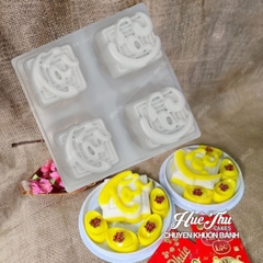 Khuôn rau câu, nhấn xôi Tài Lộc N1 (vỉ 4 khuôn) làm bánh rau câu, ép xôi