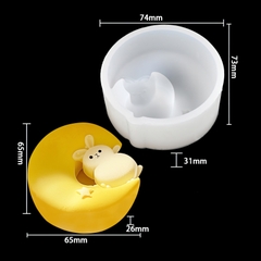Khuôn silicon Thỏ Mặt Trăng A35 làm bánh rau câu 3D 4D nhấn xôi, fondant, socola, nến hanmade