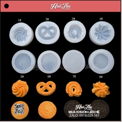 Set 8 khuôn silicon hình Bánh Quy làm bánh rau câu 3D 4D nhấn xôi, fondant, socola, nến hanmade