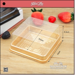 Hộp đựng bánh vuông 10x10cm JLH 10-10 đế đen, vàng (10 cái) đựng bánh rau câu, bông lan, Trung Thu