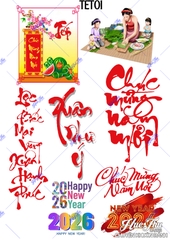 Tấm Decal Trong chủ đề Tết - Năm Mới - Cá Chép, chữ dán tem dán lên bánh trang trí bánh rau câu tiện lợi (nhiều mẫu)