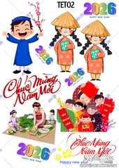 Tấm Decal Trong chủ đề Tết - Năm Mới - Cá Chép, chữ dán tem dán lên bánh trang trí bánh rau câu tiện lợi (nhiều mẫu)