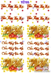 Tấm Decal Trong chủ đề Tết - Năm Mới - Cá Chép, chữ dán tem dán lên bánh trang trí bánh rau câu tiện lợi (nhiều mẫu)