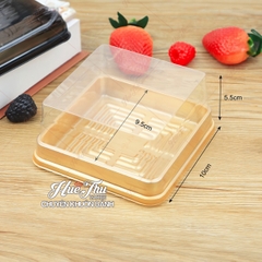 Hộp đựng bánh vuông 10x10cm JLH 10-10 đế đen, vàng (10 cái) đựng bánh rau câu, bông lan, Trung Thu