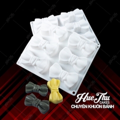 Khuôn silicon Chiếc Nơ (vỉ 6 cái) làm bánh rau câu 3D 4D nhấn xôi, fondant, socola, nến hanmade