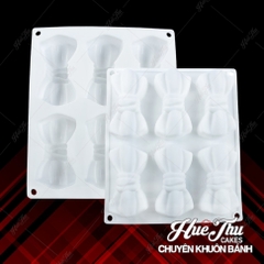 Khuôn silicon Chiếc Nơ (vỉ 6 cái) làm bánh rau câu 3D 4D nhấn xôi, fondant, socola, nến hanmade