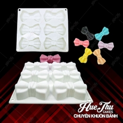 Khuôn silicon Chiếc Nơ (vỉ 6 cái) làm bánh rau câu 3D 4D nhấn xôi, fondant, socola, nến hanmade
