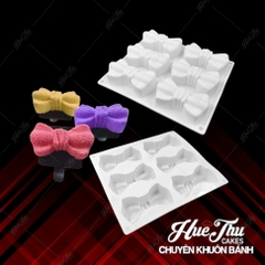 Khuôn silicon Chiếc Nơ (vỉ 6 cái) làm bánh rau câu 3D 4D nhấn xôi, fondant, socola, nến hanmade