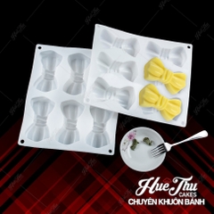 Khuôn silicon Chiếc Nơ (vỉ 6 cái) làm bánh rau câu 3D 4D nhấn xôi, fondant, socola, nến hanmade